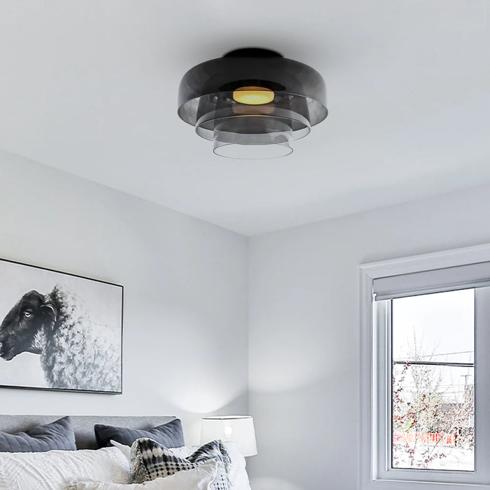 CALORA_ Middeleeuwse Flush Mount Glazen Plafondlamp - D42 x H11cm, D40 x H18cm, D42 x H26cm