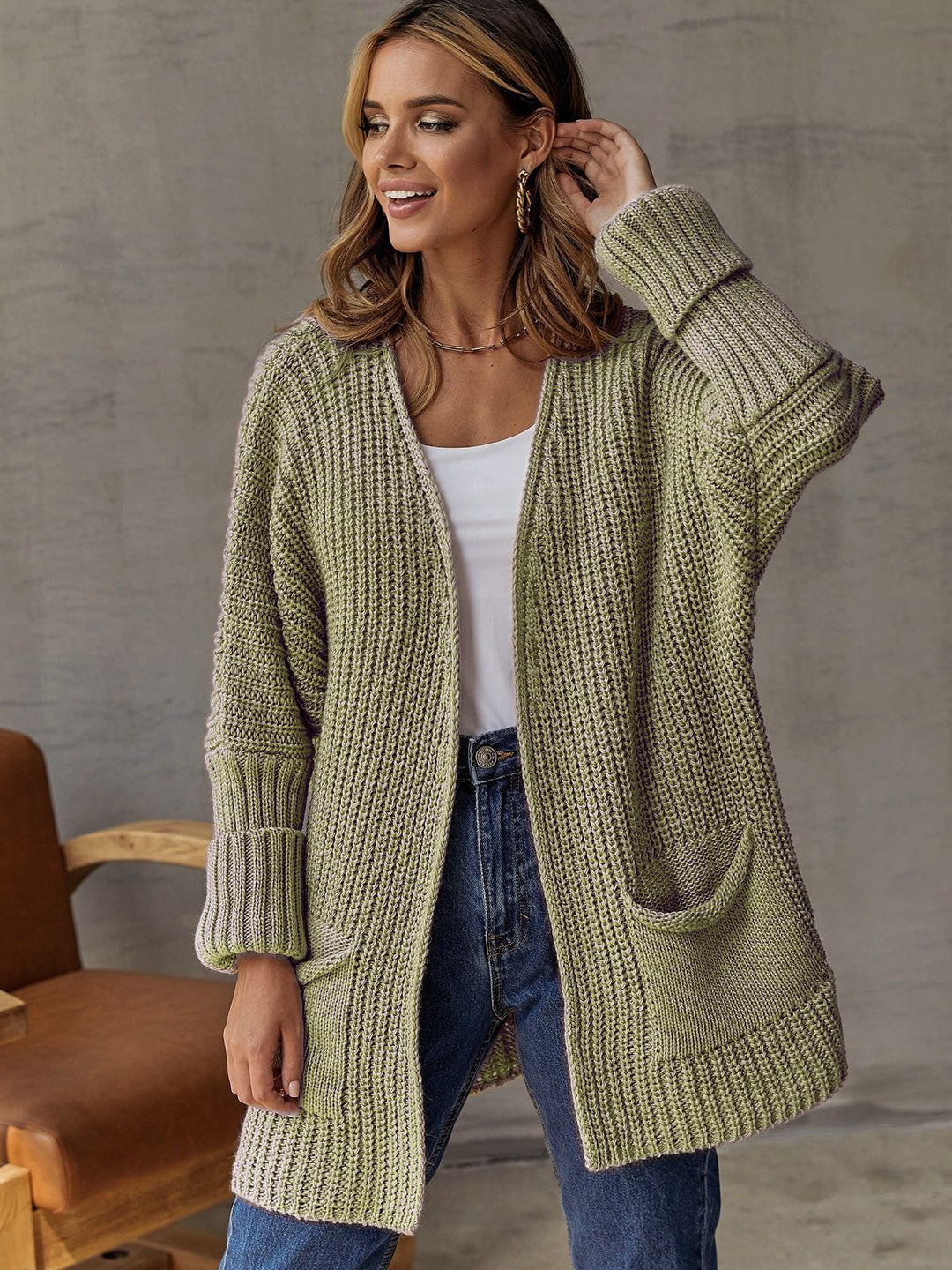 CALORA_ Gezellige Overmaatse Gebreide Cardigan voor Comfortabele Styling