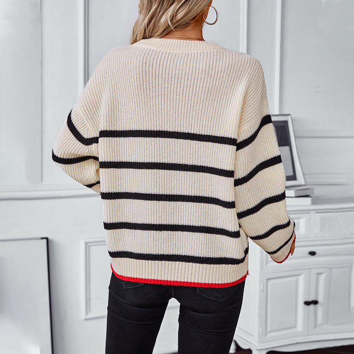 Casual Gestreepte Pullover Trui met Lange Mouwen