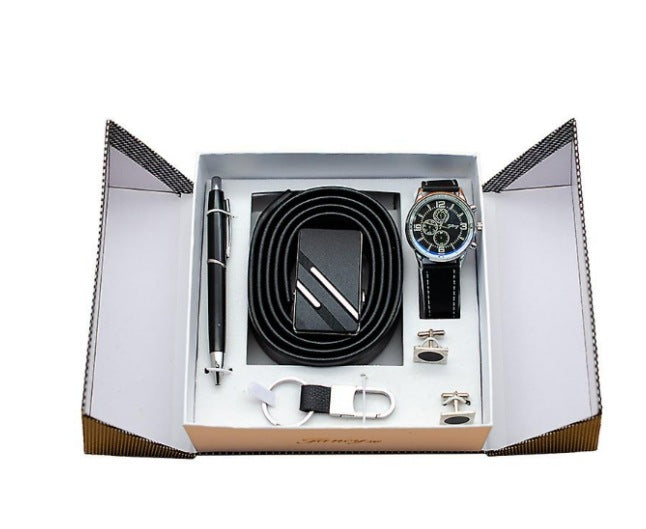 CALORA_ Heren Cadeauset met Portemonnee, Riem, Bril en Horloge - Luxe 4-delige Relatiegeschenkset