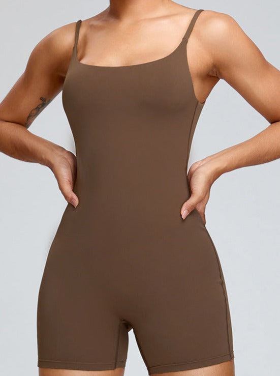 Effen Bruine Sexy Actieve Jumpsuit voor Vrouwen