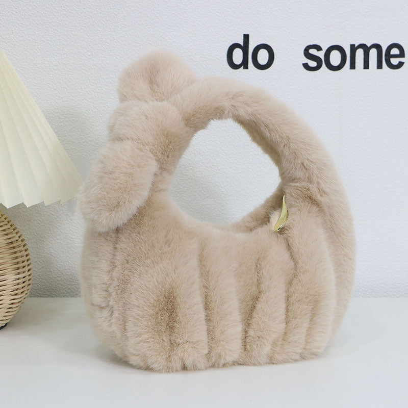 CALORA_ Dames Herfst Winter Fluffly Zachte Pluche Handtas Cloud Stijl