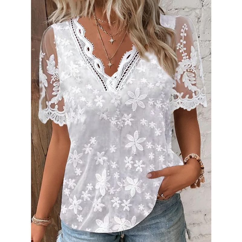 CALORA_ Dames Blouse met Ontspannen Pasvorm en Doorschijnende Mouwen