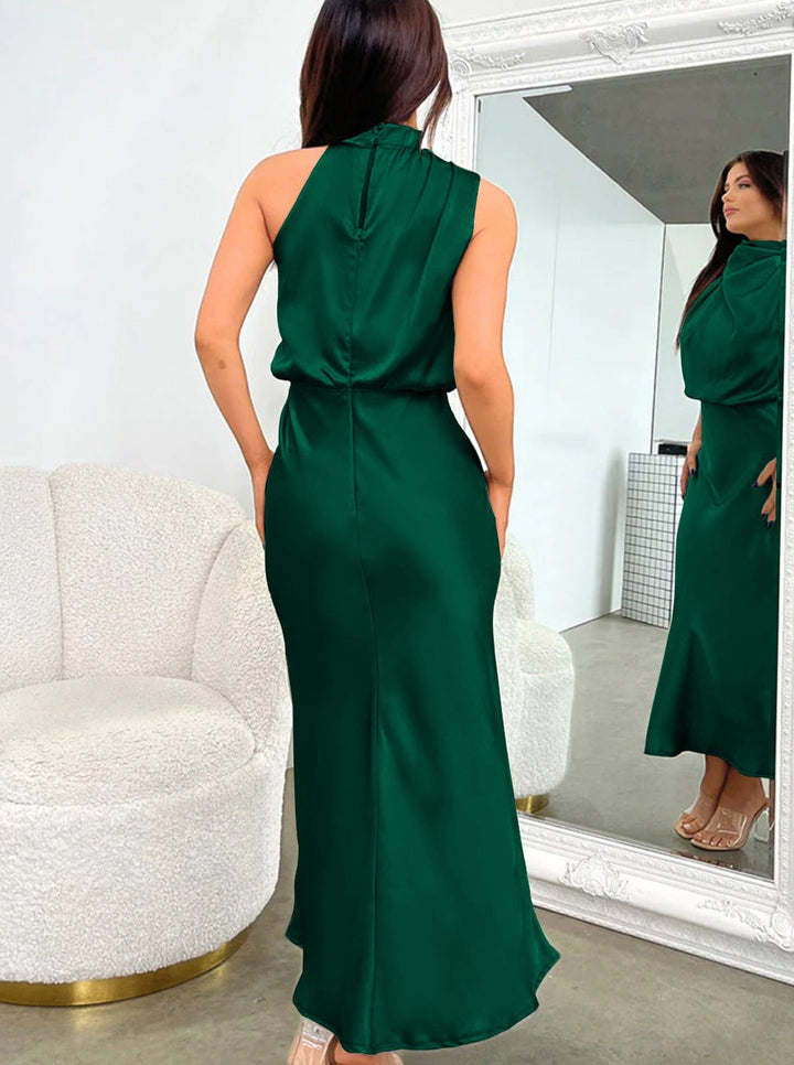 Lucía | Elegante diepgroene halterjurk