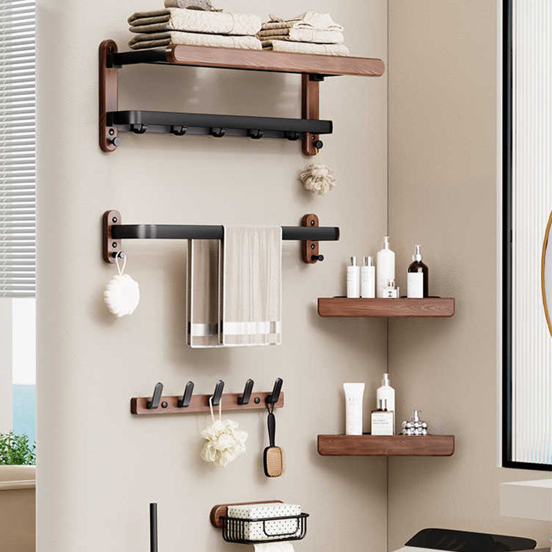 CALORA_ Houten Handdoekrek voor Badkamer - Wandmontage zonder Boren, Modern Design