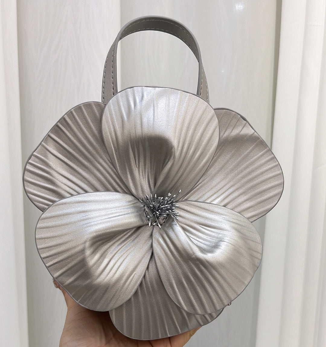 CALORA_ Creatieve Franse Bloemen Tote Tas met Schouderriem en Kettingdetail