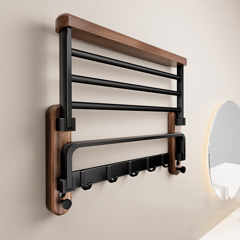 CALORA_ Houten Handdoekrek voor Badkamer - Wandmontage zonder Boren, Modern Design