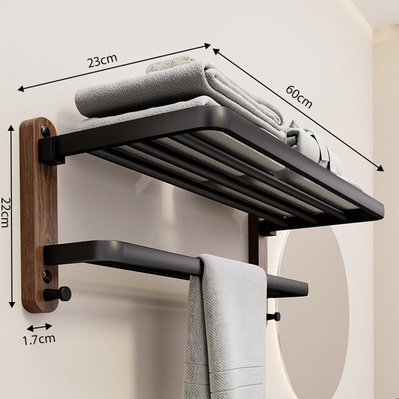 CALORA_ Houten Handdoekrek voor Badkamer - Wandmontage zonder Boren, Modern Design