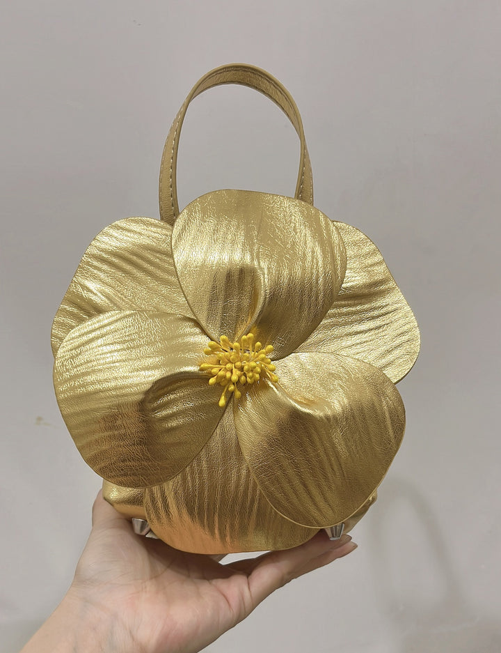CALORA_ Creatieve Franse Bloemen Tote Tas met Schouderriem en Kettingdetail