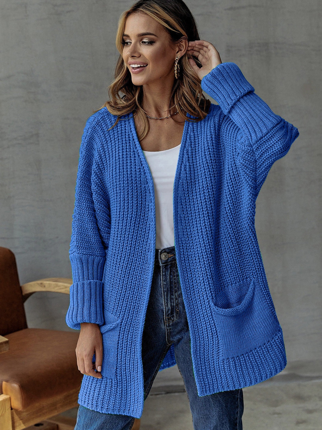 CALORA_ Gezellige Overmaatse Gebreide Cardigan voor Comfortabele Styling