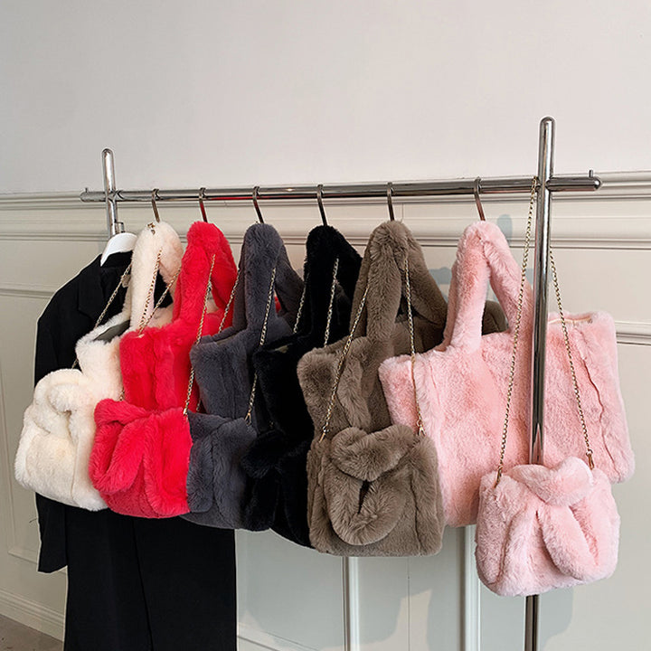 CALORA_ Winter Fuzzy Tas Dames Grote Capaciteit Schoudertas