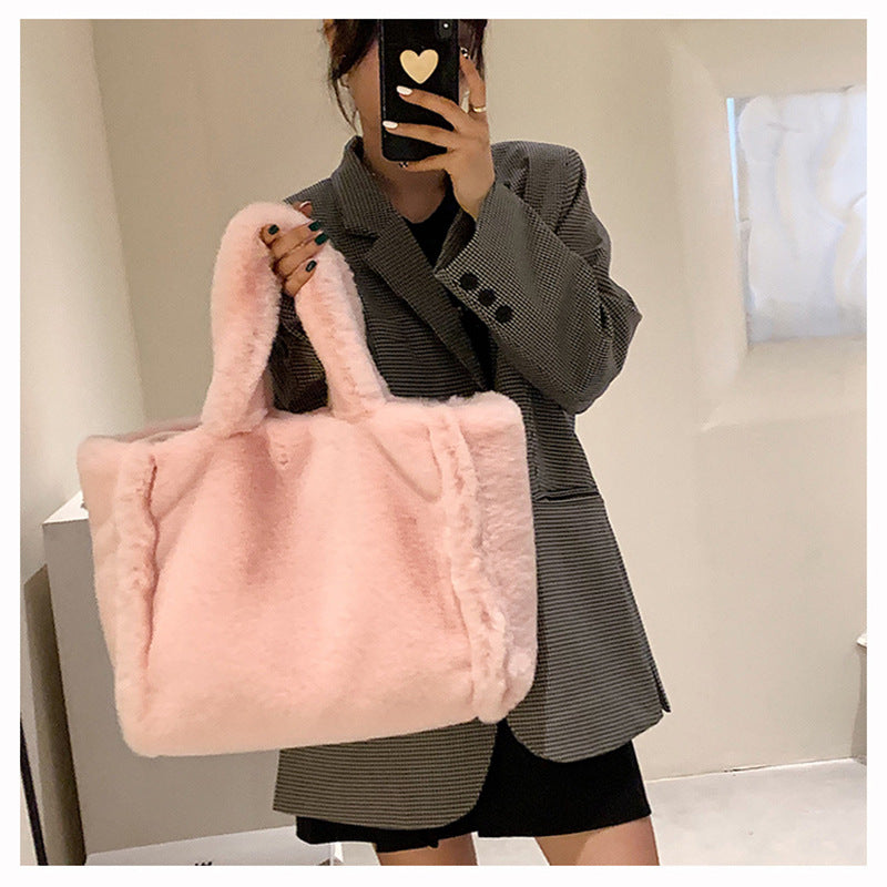 CALORA_ Winter Fuzzy Tas Dames Grote Capaciteit Schoudertas