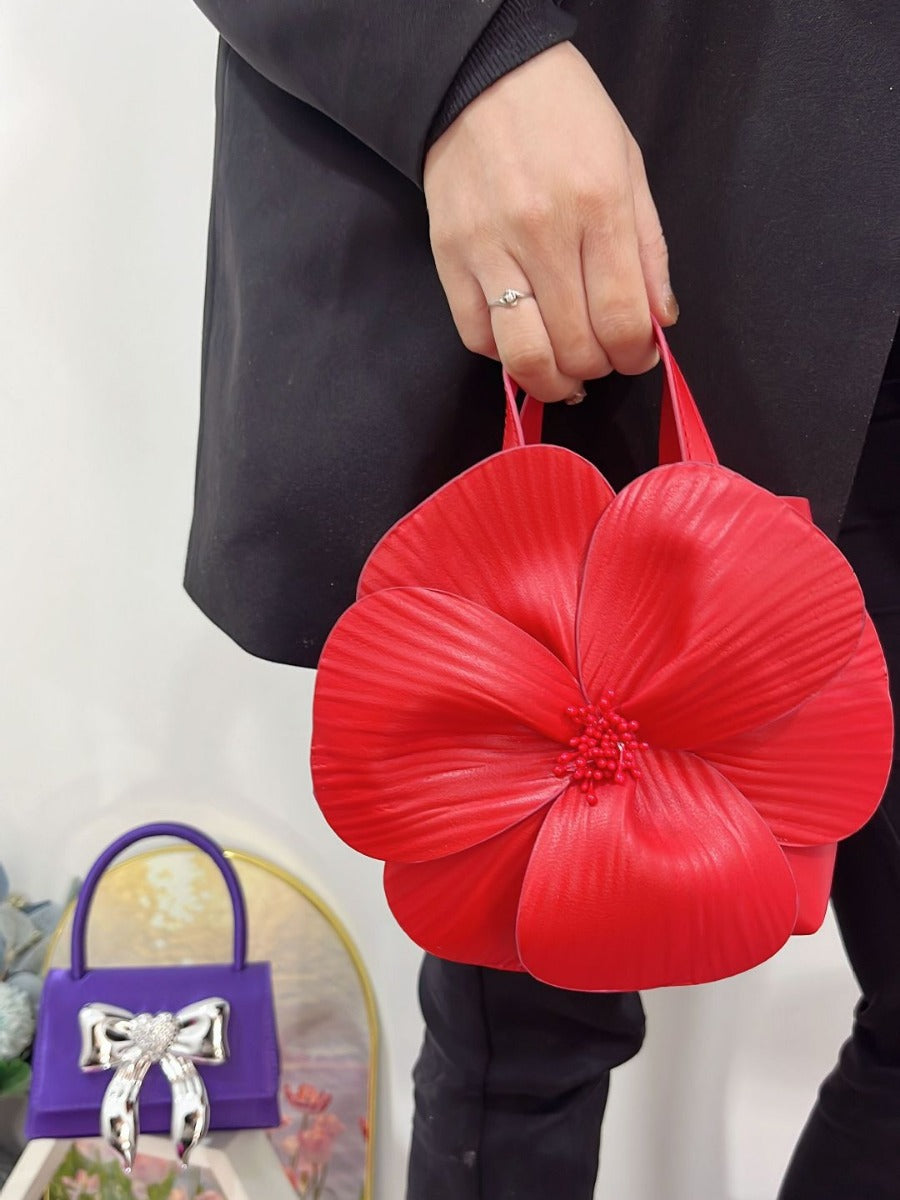CALORA_ Creatieve Franse Bloemen Tote Tas met Schouderriem en Kettingdetail
