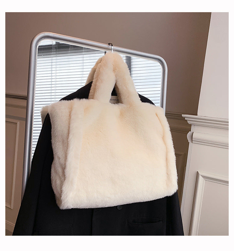 CALORA_ Winter Fuzzy Tas Dames Grote Capaciteit Schoudertas