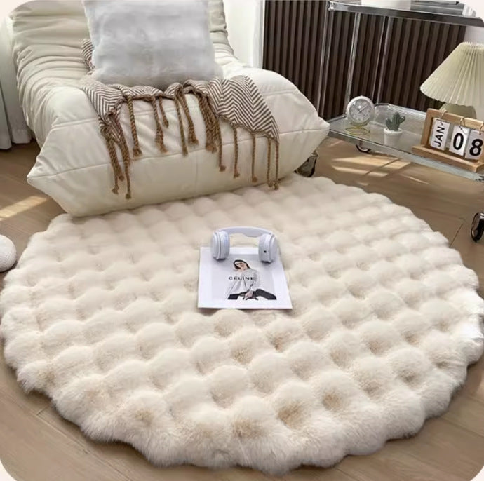 CALORA_ Crème Stijl Luxe Konijn Pluche Woonkamertapijt voor Slaapkamer