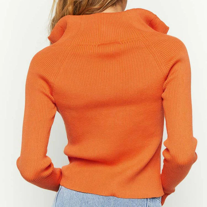 CALORA_ Dames Vest met Rits en Openstaande Kraag - Oranje