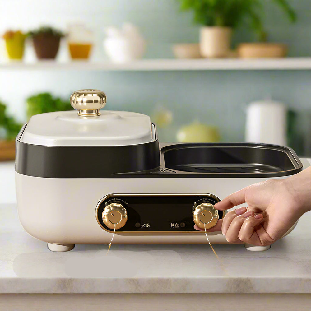 CALORA_ Multifunctionele Elektrische Kookplaat voor Fondue en Barbecue