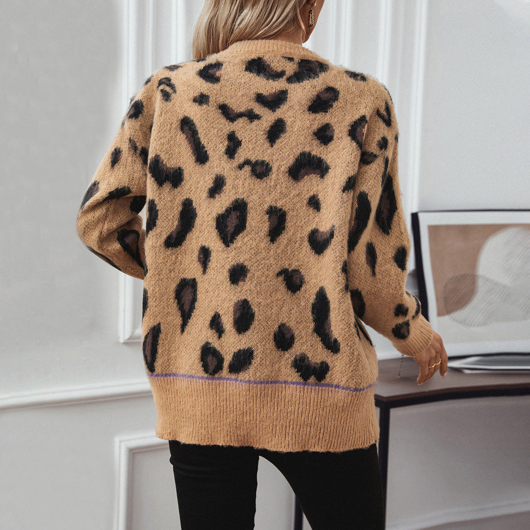 Trendy Luipaardprint Lange Mouwen Pullover Trui