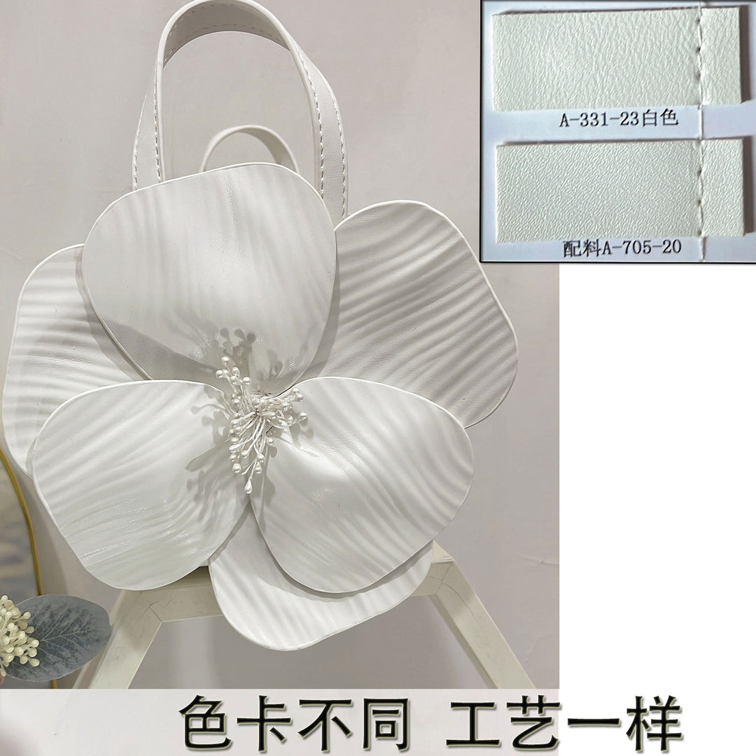 CALORA_ Creatieve Franse Bloemen Tote Tas met Schouderriem en Kettingdetail