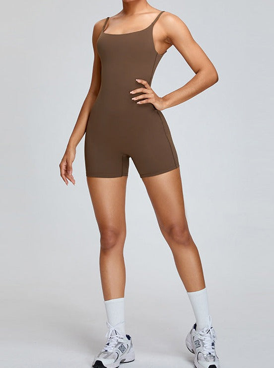 Effen Bruine Sexy Actieve Jumpsuit voor Vrouwen