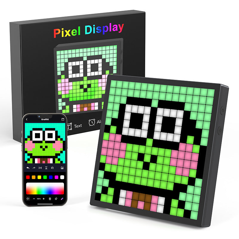 CALORA_ LED Bluetooth Pixel Scherm Tafellamp - DIY Creatieve Klok Decoratie