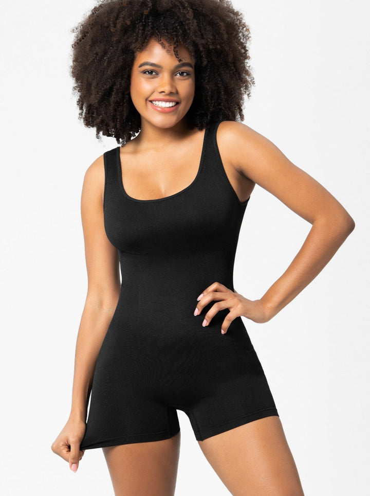 Zwarte Tummy Control Romper Bodysuit