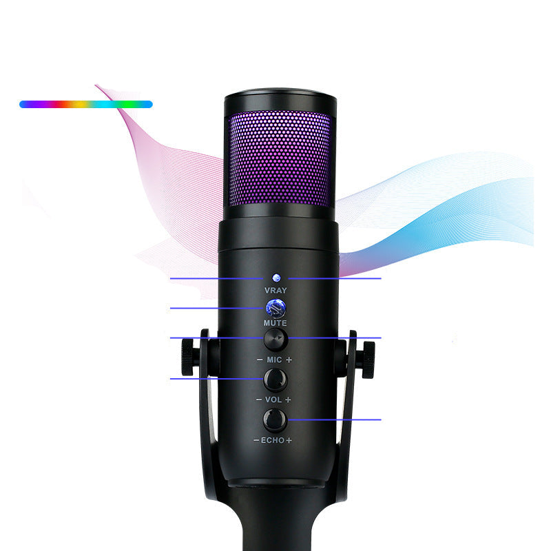 CALORA_ Kleurveranderende USB Condensatormicrofoon voor Gaming en Streaming