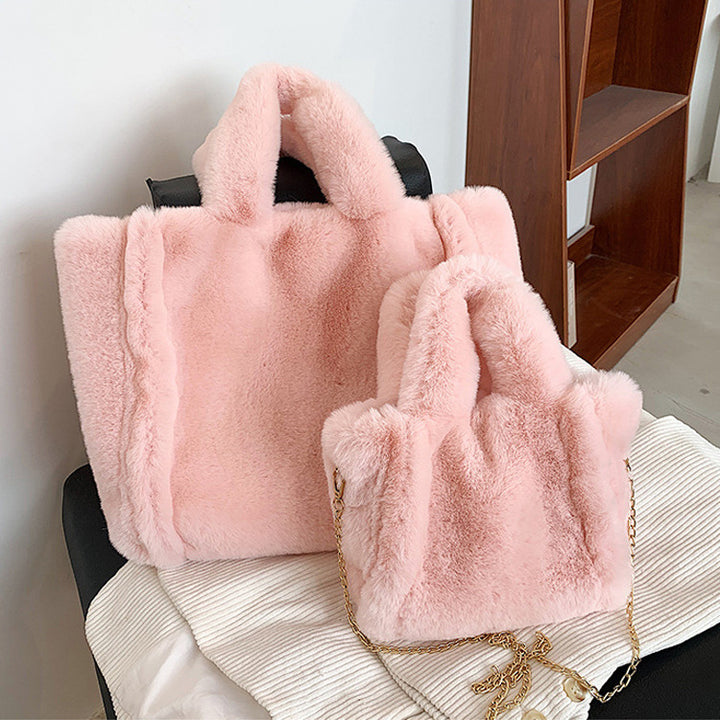 CALORA_ Winter Fuzzy Tas Dames Grote Capaciteit Schoudertas