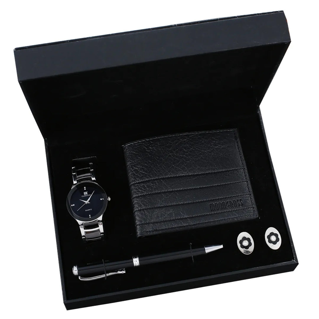 CALORA_ Heren Cadeauset met Portemonnee, Riem, Bril en Horloge - Luxe 4-delige Relatiegeschenkset