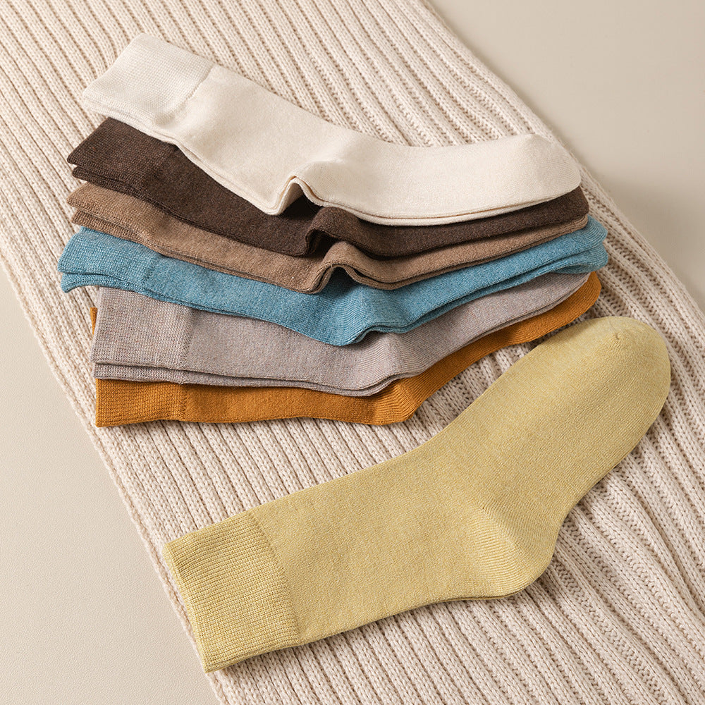 CALORA_ 5 Paar Antibacteriële Wollen Sokken voor Dames - Warme Herfst- en Winterkousen - Maat 35-40