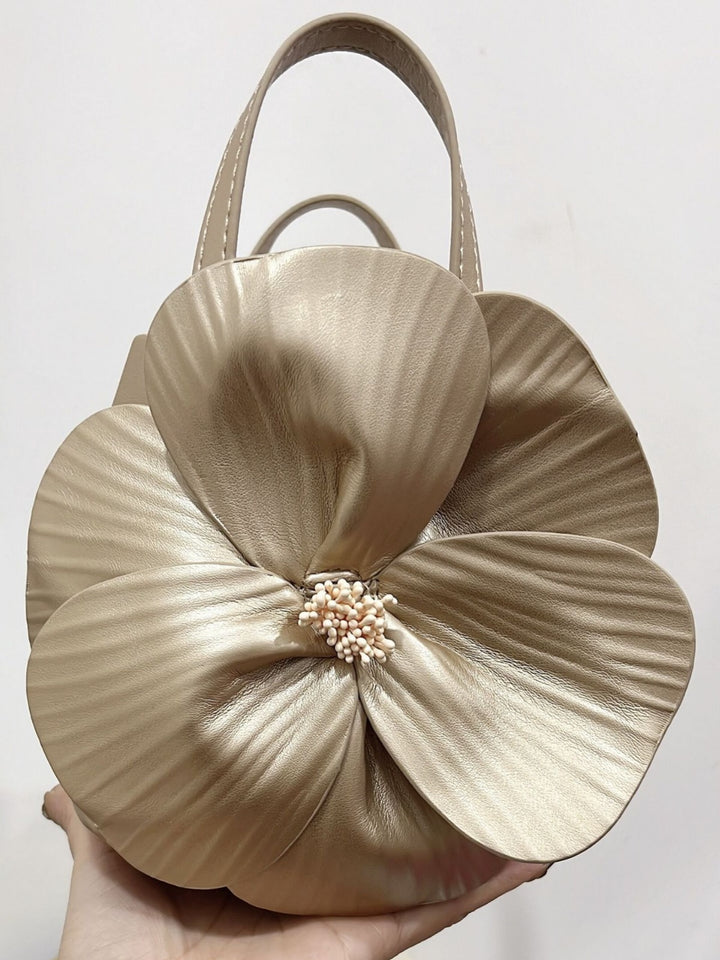 CALORA_ Creatieve Franse Bloemen Tote Tas met Schouderriem en Kettingdetail