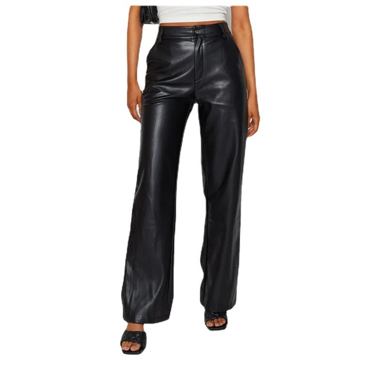 CALORA_ Maggie - leren cropped broek met knopen
