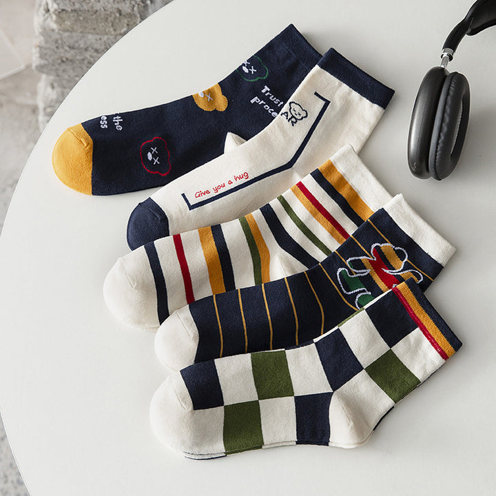 CALORA_ Comfortabele Katoenen Mid-Kalf Sokken voor Heren - Zweetabsorberend en Ademend in Effen Kleuren - Set van 10 Paar voor Herfst/Winter