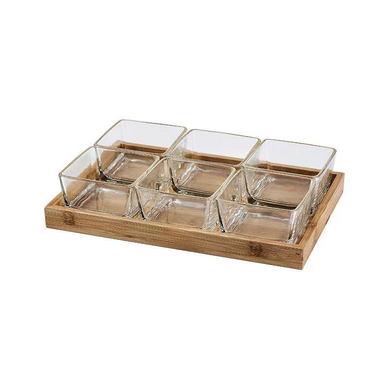 CALORA_ Dienblad met Houten Basis en vakken