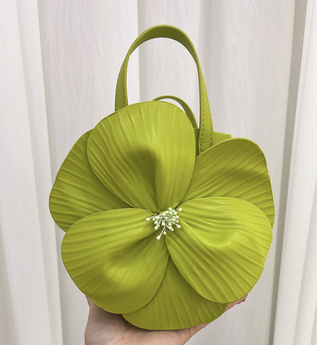 CALORA_ Creatieve Franse Bloemen Tote Tas met Schouderriem en Kettingdetail