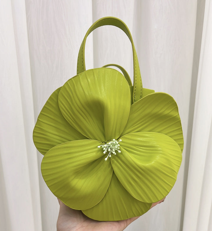 CALORA_ Creatieve Franse Bloemen Tote Tas met Schouderriem en Kettingdetail