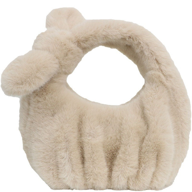 CALORA_ Dames Herfst Winter Fluffly Zachte Pluche Handtas Cloud Stijl