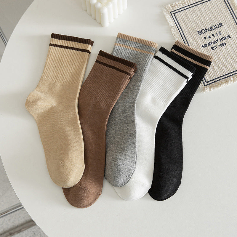 CALORA_ Comfortabele Katoenen Mid-Kalf Sokken voor Heren - Zweetabsorberend en Ademend in Effen Kleuren - Set van 10 Paar voor Herfst/Winter