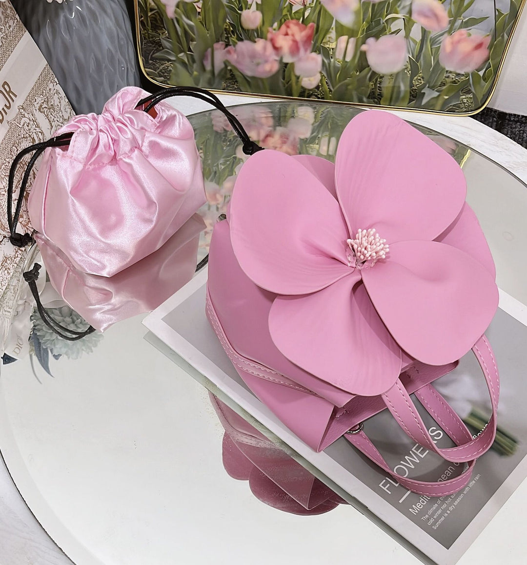CALORA_ Creatieve Franse Bloemen Tote Tas met Schouderriem en Kettingdetail