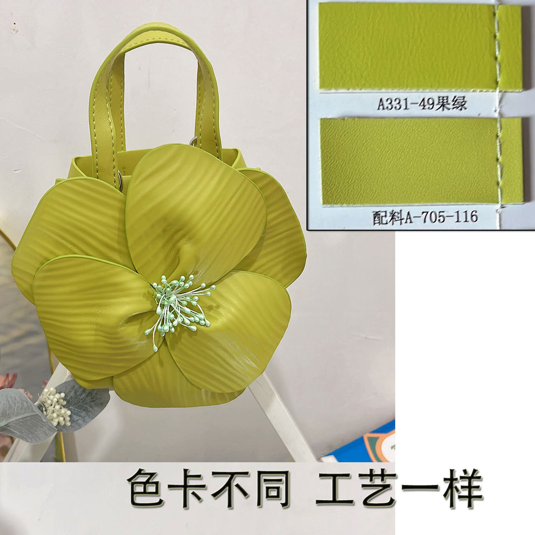 CALORA_ Creatieve Franse Bloemen Tote Tas met Schouderriem en Kettingdetail