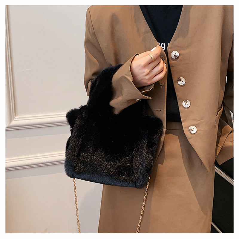 CALORA_ Winter Fuzzy Tas Dames Grote Capaciteit Schoudertas