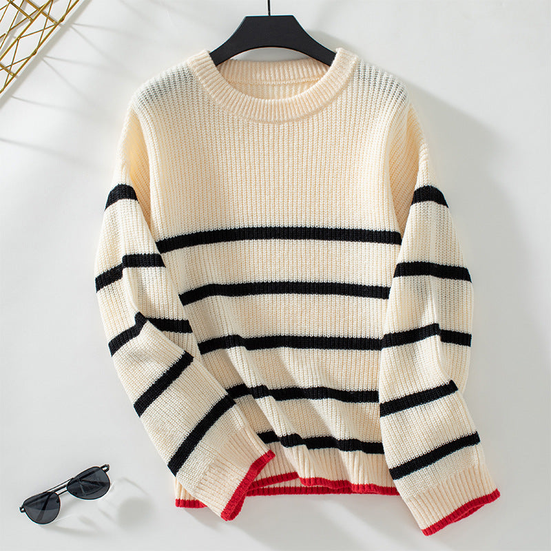 Casual Gestreepte Pullover Trui met Lange Mouwen