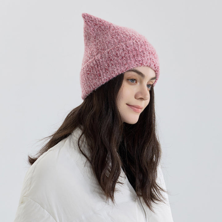 Schattige Gebreide Wol Beanie Hoed met Kattenoren voor Dames