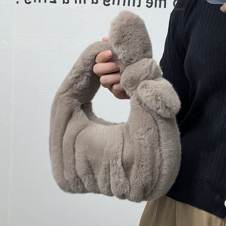 CALORA_ Dames Herfst Winter Fluffly Zachte Pluche Handtas Cloud Stijl