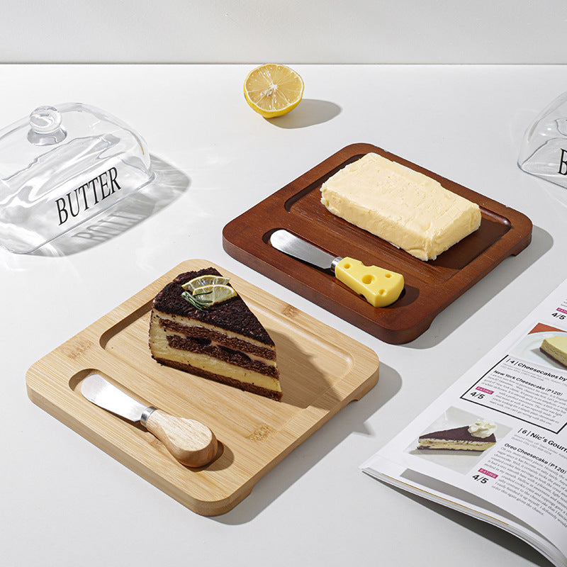 CALORA_ Glazen Deksel Box met Boter en Mes Opslag in Scandinavische Stijl