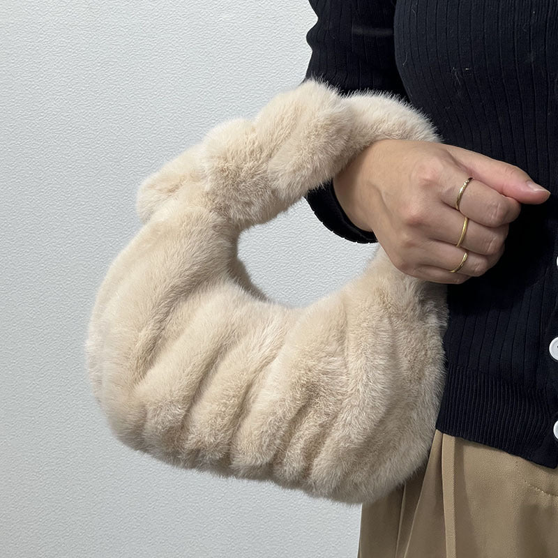 CALORA_ Dames Herfst Winter Fluffly Zachte Pluche Handtas Cloud Stijl