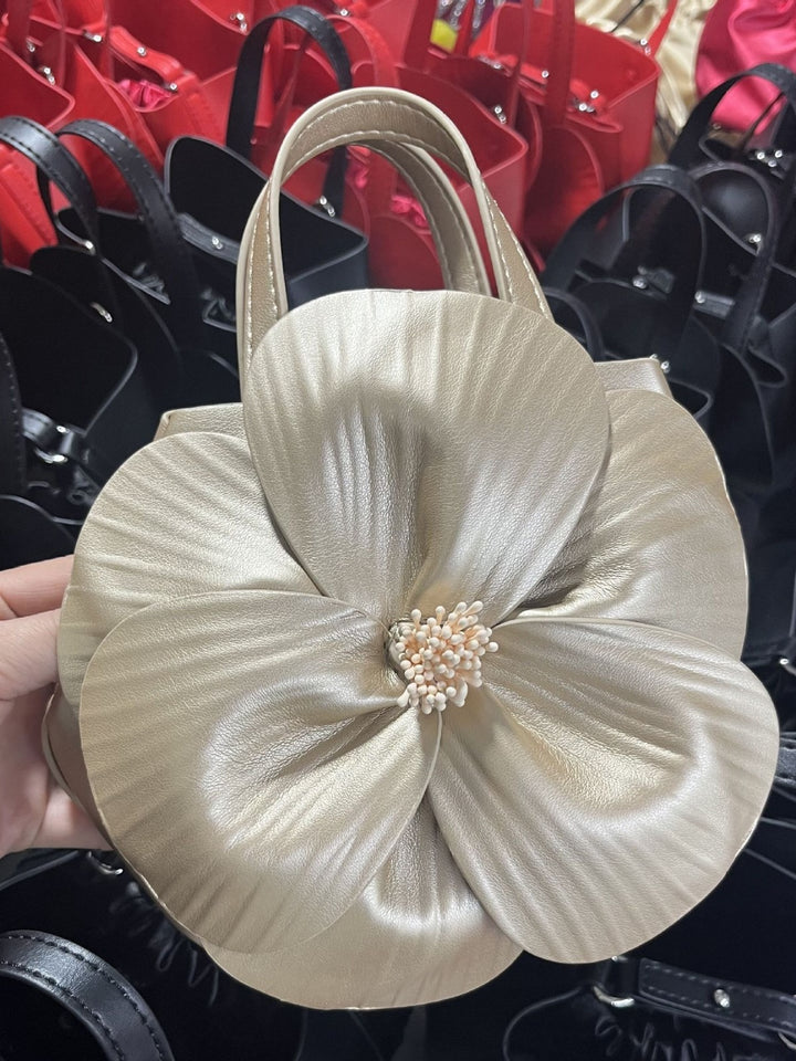 CALORA_ Creatieve Franse Bloemen Tote Tas met Schouderriem en Kettingdetail