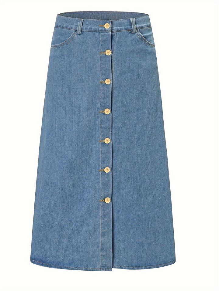 Sibel | Stijlvolle denim midi-rok met knopen