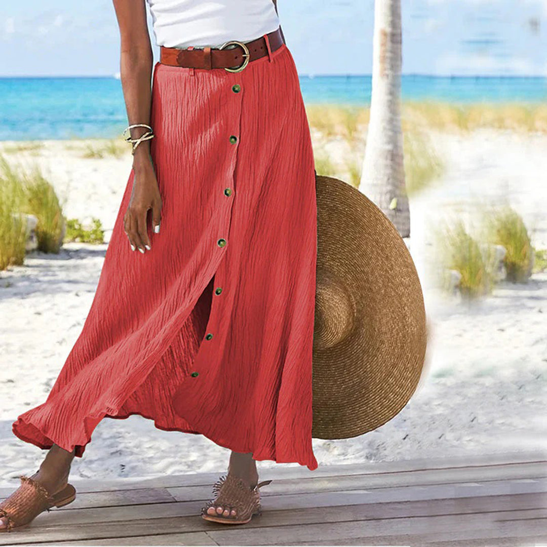 CALORA_ Ula - Maxi-rok met knoopsluiting