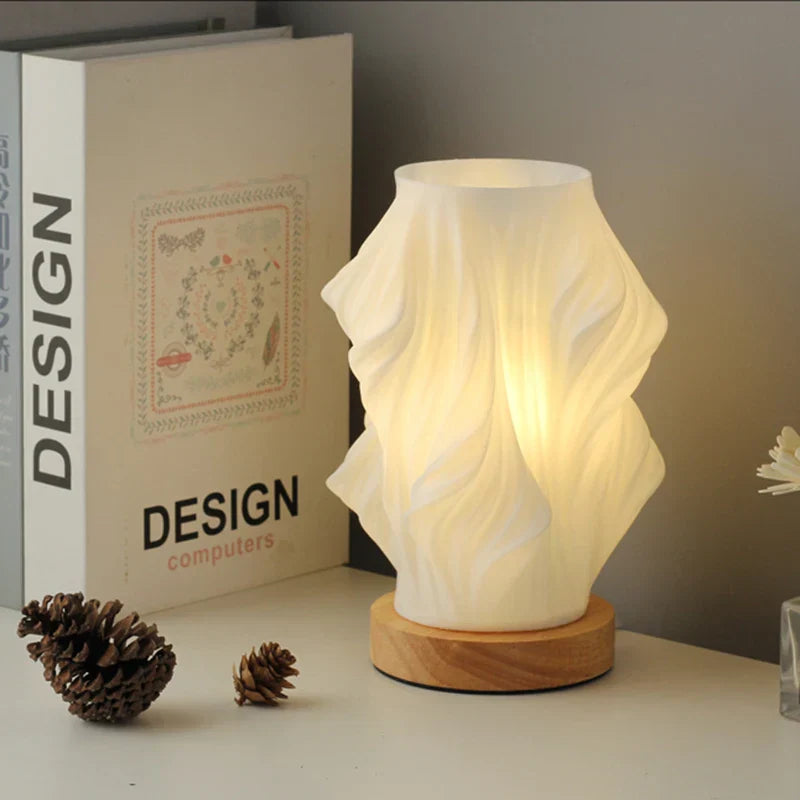 CALORA_ Pablité 'Serene Wavecrest'| Moderne Tafellamp met Golfvormige Shade